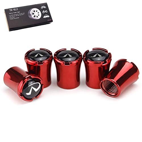 TK-KLZ 5Pcs Metal Car Wheel Tire Valve Stem Caps for Infiniti Q50 FX35 FX37 F50 G37 QX70 QX60 EX35 G35 Decorative Accessory