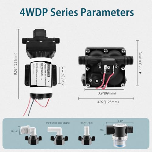 Image of WASSERMANN RV Water Pump 12 Volt DC 5.0GPM 55PSI Replacement For 4008-101-A65 Water Pump Self Priming Diaphragm Pump with Pressure Switch for RV Kitchen Bathroom Marine Yacht Garden Camper Water Pumps