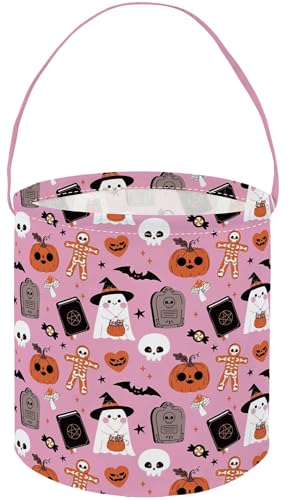 Image of ESSME Halloween Basket,Ghost Basket for Gifts Bins,Book Bins Empty.(Pink gohst)