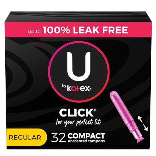 Image of U by Kotex Click Compact Tampons, Regular Absorbency, Unscented, 32 Count