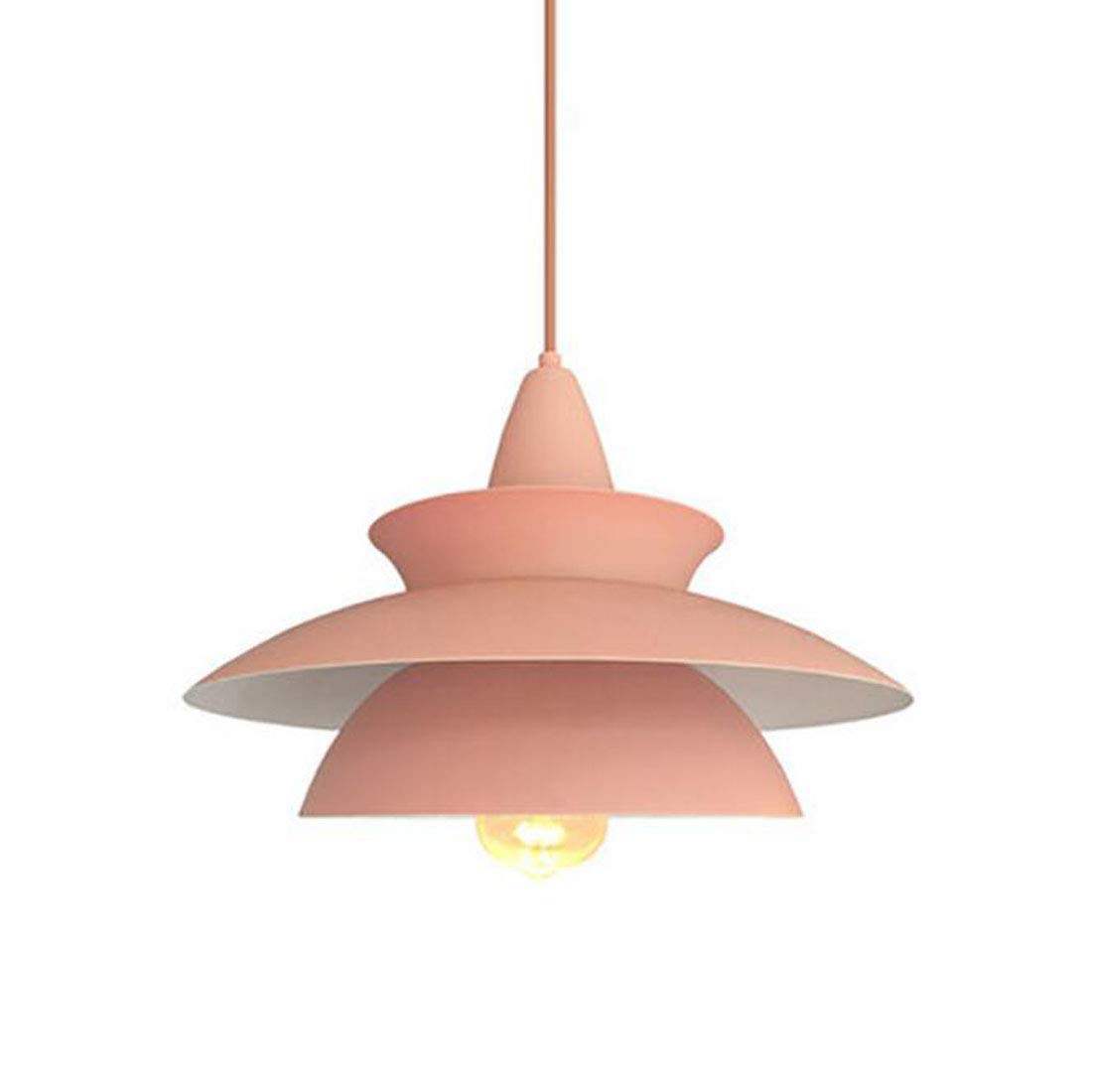 Lampe suspendue restaurant moderne, petit lustre en fer forgé à tête unique rose