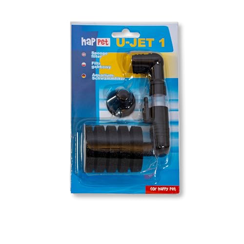 Happet U-Jet 1 Schwammfilter für Aquarien von 10–50 l, biologischer und mechanischer Innenfilter, für Garnelen und Fische, Süß- und Meerwasser. Sicher für empfindliche Organismen.