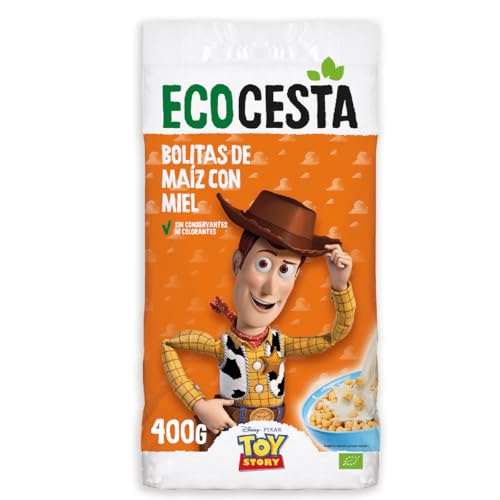 Ecocesta - Bolitas Ecológicas de Maíz con Miel 400 gr Edición Disney - Elaborado con Harina de Maíz, Azúcar de Caña y Miel - Ideal como Desayuno o Tentempié