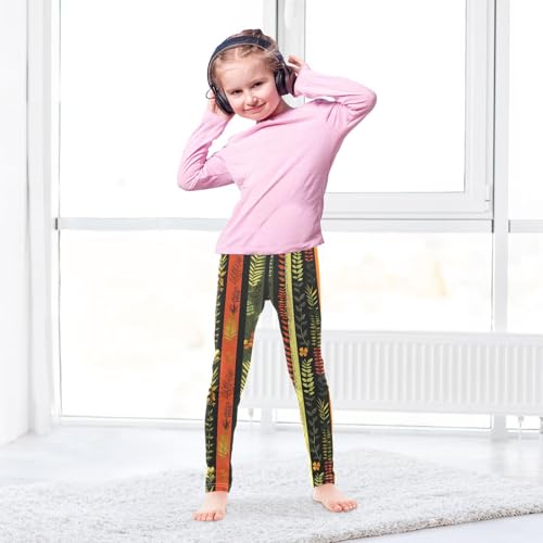 Stripes Flower Tropical Leaf Girls Casual Leggings for Kids Printed Long Pant Bottoms Stretch and Soft4