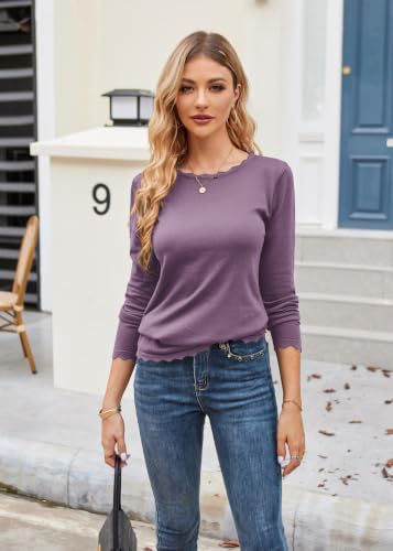 Image of GRACE KARIN Fall Sweaters for Women 2026 Long Sleeve Crewneck Business Casual Tops High Stretchy Knit Fitted Pullover Sweater