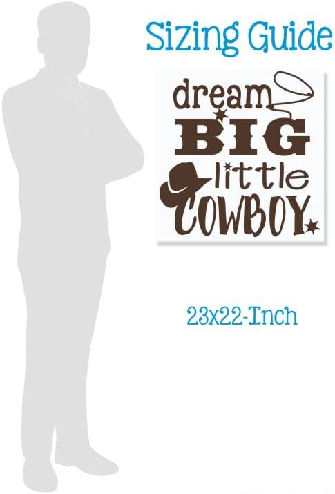 Miniatura 3 de Dream Big Little Cowboy Western - Calcomanías de vinilo para decoración de pared, 22 x 23 pulgadas, color marrón chocolate