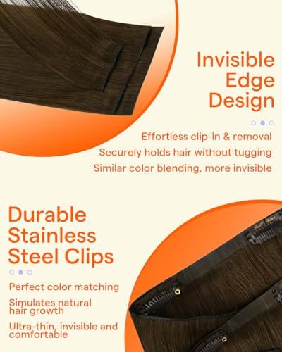 Image of Full Shine Invisi Edge Seamless Hair Extensions Clip in, Invisible PU Weft