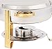 Winco Winware 4 Quart Round Stainless Steel Gold Accented Chafer, Silver