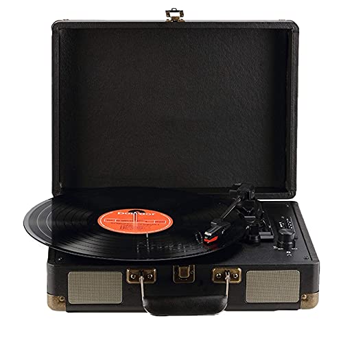 ROLTIN Giradischi Portatile con Altoparlanti Bluetooth integrati, Giradischi con Valigia a 3 velocità Suppo