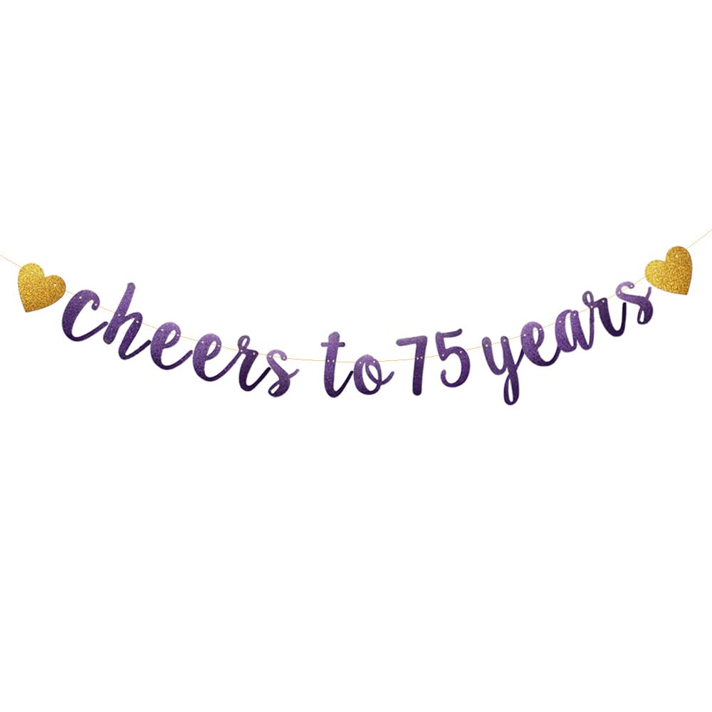 Bannière en papier violet pour fête de 75e anniversaire au salon ou en salle