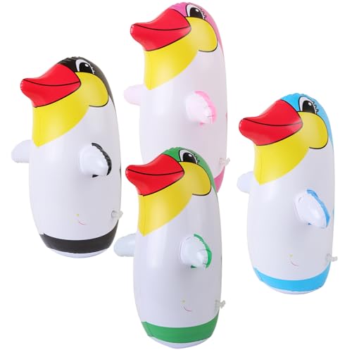 4 Pack 13.8' Inflatable Penguin Punching Bag, Random Color Already Filled Blow Up Bag Birthday Party Supplies