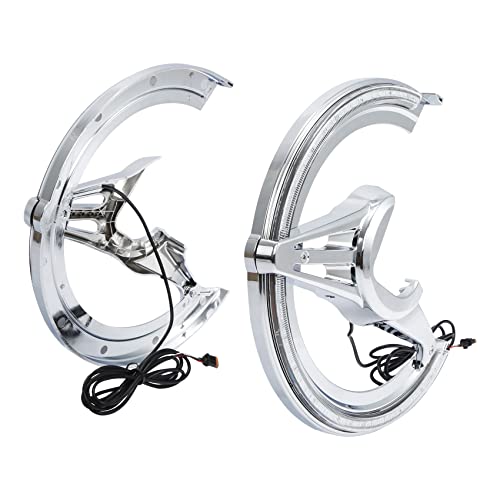 Green-L Front Brake Rotor Covers with LED Ring of Amber Light Fit for Honda Goldwing GL1800 2018-2024 Motorcycle (w/Clear Lens)