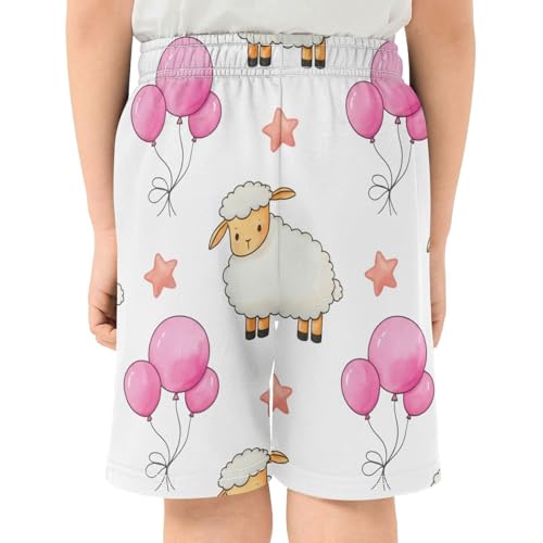 J JOYSAY Sheep Balloon Stars White Boys Athletic Shorts Kids Youth Casual Shotrs with Elastic Waistband Pockets3
