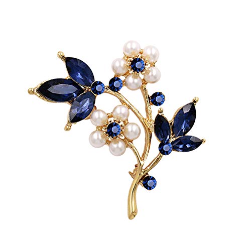 Weiy Flower Design Brooch Pins Rhinestone Imitation Pearl Lapel Pin Delicate Party Badge Crystal Fashion Brooches for Weddings Bridal,Gold