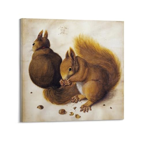 Impression sur toile avec écureuils d'Albrecht Dürer pour un salon chaleureux