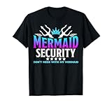 Mermaid Security Family Birthday Halloween Costume Boys Men T-Shirt