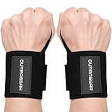 OUTRAGEAR 18' OG-Grade Wrist Wraps for Weightlifting – Heavy Duty Wrist Support with Thumb Loop & Lockdown Strap – Wrist Straps for Powerlifting, Bench Press & Gym Training(Classic Black)