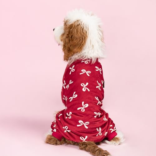 image for Fitwarm Bowknot Dog Pajamas, Warm Clothes for Small Dogs Girl, Fleece 