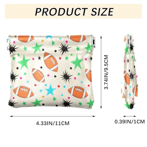 Autumn Football Motif Coin Purse Leather Pouch Change Purse, Squeeze Coin Pouch for Cards, Keys & Lipsticks, Unisex3