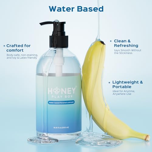 Image of HoneyPlayBox Water Based Lube Personal Lubricant for Men, Women & Couples, Anal Lube, Non-Sticky, Easy-to-Clean, Toy & Condom Compatible, 16.91 Fl Oz