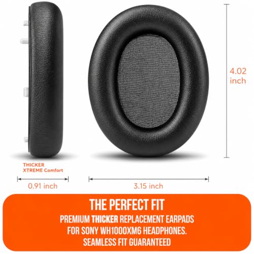 Image of Mizi Replacement Ear Pads Compatible with Sony WH-1000XM6 Headphones, Soft Protein Leather Ear Cushions with High-Density Memory Foam, Noise Isolation, Black