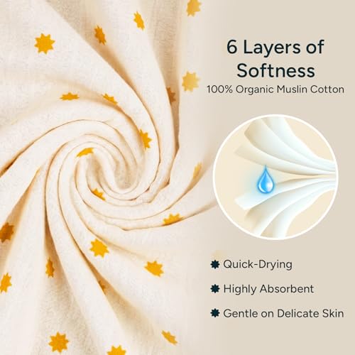 NINTARABABY Hands-Free Hooded Towel - 100% Organic Premium Muslin Cotton, 30" x 30", Ultra-Absorbent, Soft, Breathable, Hypoallergenic, Multipurpose, Gifts for Babies & Infants - Image 4