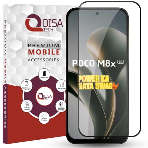 Image of Premium Tempered Glass Screen Protector Guard For Poco M8x 5G (6.9 Inch, Pack of 1) | Edge to Edge Coverage With Easy to installation kit