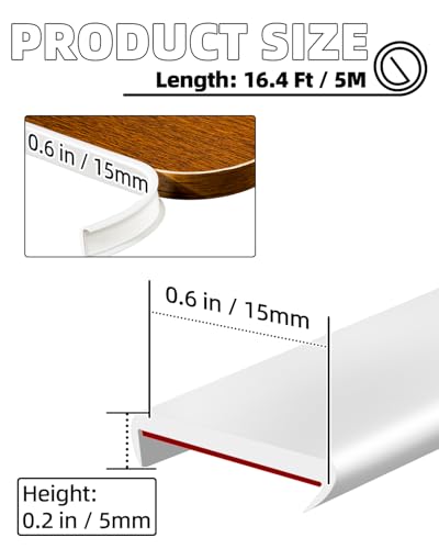 Image of U-Shape White TPE Edge Banding 16.4Ft (W:0.6'' H:0.2'')