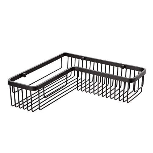TATAY - L-shaped corner shower basket. Black aluminium. Dimensions: 30x8.5x30cm, Black/White