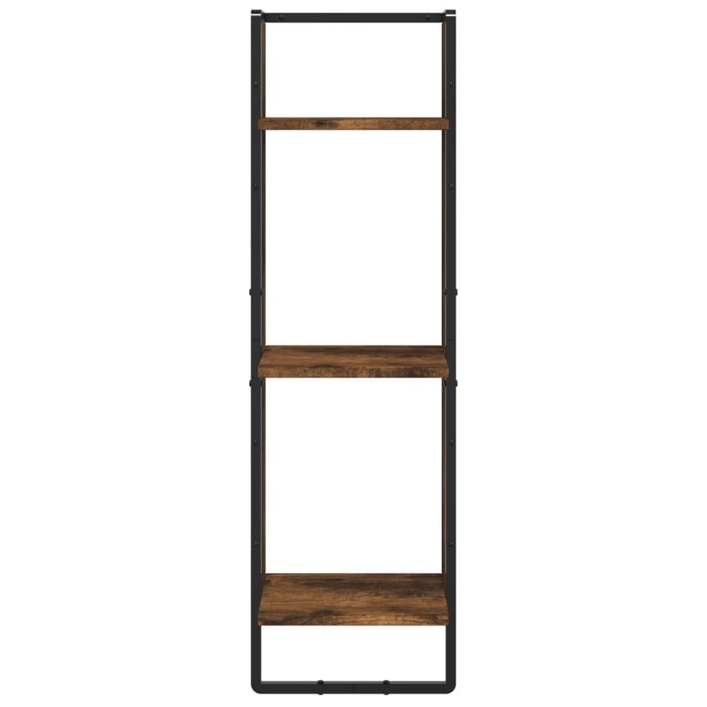 Regał ścienny dąb wędzony 30 x 25 x 100 cm, materiał drewnopochodny, 3 półki, nowoczesny design, unoszący się do salonu, sypialni, biura, uniwersalny montaż na ścianie