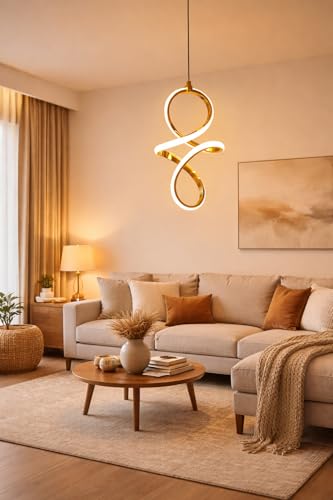 Image of Modern D18 LED Pendant Chandelier Light | Warm White Decorative Lighting Fixture Contemporary Hanging Lamp | Ideal for Living & Dining Room,Kitchen Island & Hall