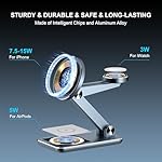 Wireless Charger 3 in 1,Foldable Wireless Charging Station for Apple MagSafe Charger,Aluminum Portable Magnetic Travel Charger Stand for iPhone,Watch,Aipods (with 20W Adapter & Case) - Image 2