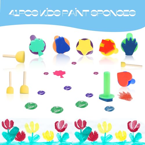 DAJISI 41 Stücke Pinsel Kinder, Pinsel Grundschule Schwämme Pinselset Kinder Malschwamm Beinhaltet 26 Buchstaben Malpinsel Kinder für Kinder Graffiti-Malerei DIY Handgemachte Kunstmalerei