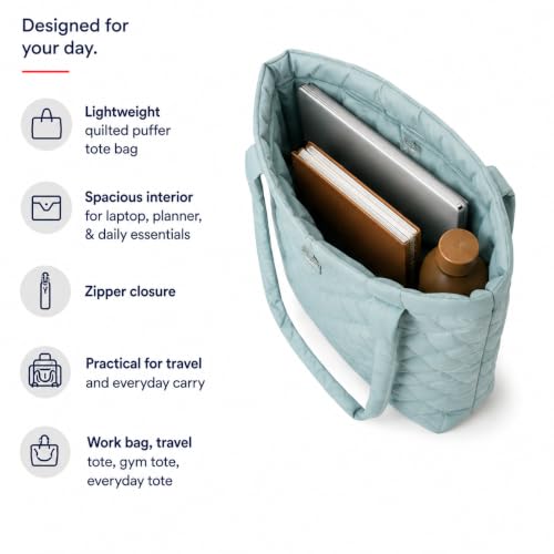 Image of Reebok Womens Tote Bag - Lightweight Carry On Puffer Quilted Tote Bag for Travel Work Travel and Daily Essentials