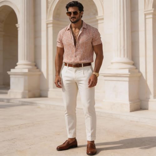 Image of Lymio Men Shirt || Men Embroidery Design Shirt || Half Slevee Shirt Men || Cotton Shirt (Available Also Packs) (Embro-Zigzag)