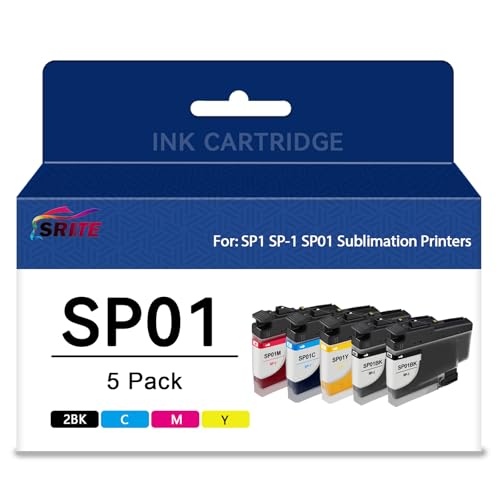 SP1 SP01 SP-1 Sublimation Ink Cartridge High Capacity Compatible with SP01BKS SP01CS SP01MS SP01YS for Brother SP-1 Sublimation Printer (5-Pack)