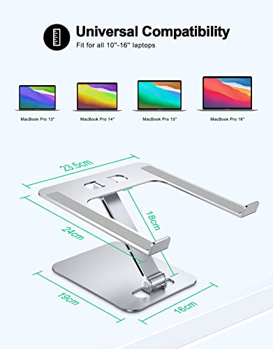 Zewwen Laptop Stand for Desk, Ergonomic Adjustable Foldable Computer Stand with Heat-Vent, Aluminium Alloy Laptop Riser Compatible with MacBook Air, Pro, Dell XPS, Samsung, 10”-16" image 1