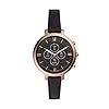 Fossil Women's 38mm Monroe Stainless Steel and Leather Hybrid HR Smart Watch, Color: Rose Gold, Black (Model: FTW7035)