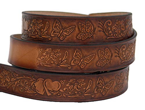 Women's Custom Butterfly and Hearts Leather Belt Personalized