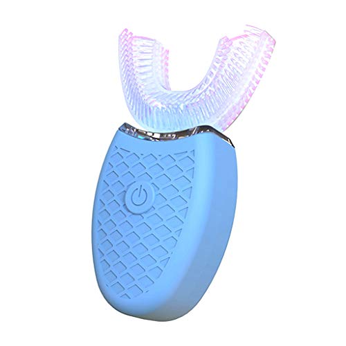 AMINSHAP Cepillo De Dientes Eléctrico De Frecuencia Variable Completamente Automático, U Tipo 360 ° Ultrasonido Rápido Manos Libres Cepillo De Dientes para Blanquear Los Dientes Limpieza Bucal,Azul