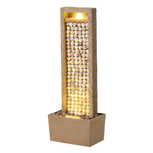 Teamson Home Fontaine de Jardin cotiere Haute Cascade exterieure LED Design Coquillages Balcon Patio Marron
