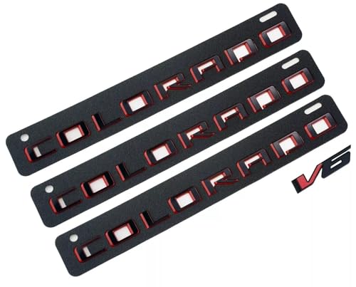Image of Body Side Tailgate Truck Letter Emblems 3D Badge Nameplate 85594766 Fits for 2015-2022 Colorado V6 4pcs (Red Black)