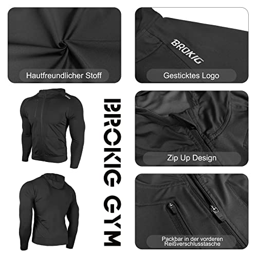 Laufjacke Herren Brokig Leichte Hoodie Schnelltrocknend