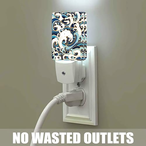 Image of Vintage Sea Waves Dusk to Dawn Night Light, Auto Sensor Lamp Home Indoor Stairway Kitchen Corridor, Night Lights Plug into Wall Decor, Boys Girls Women Men Room Gifts