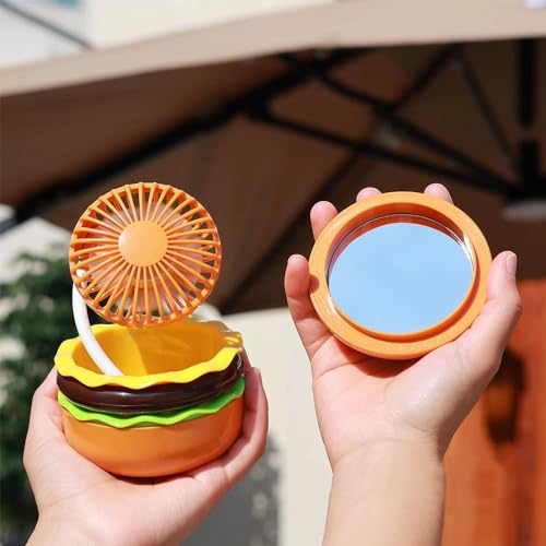 Rechargeable-Hamburger-Mini-Fan-Creative-Cute-Toy-Fan-with-Mirror-3-Speed-Mode-Small-Gift-for-Family-and-Friends-in-Summer