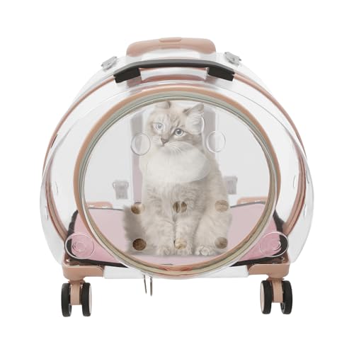 Transparent Pet Carrier Wheels and Ventilation Holes -