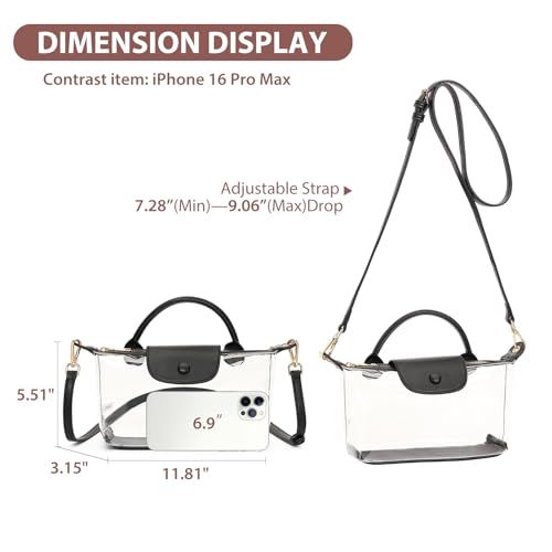 FALAN MULE Clear Crossbody Bag Stadium Approved Leather Purse Bag for Concerts Sports Festivals3