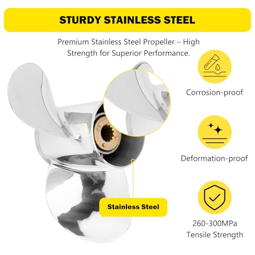 Image of 10 1 /2 x 13 Stainless Steel Outboard Propeller for Mercury Engines 30-70 HP Reference No.48-816704A45, 13 Tooth, RH