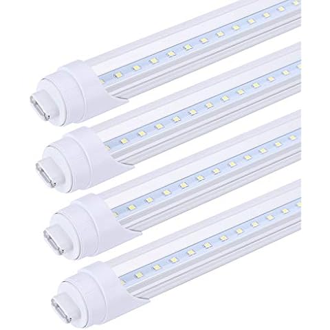 FALANFA r17d 8 Foot Led Light, 45W (100W Equivalent), 6000K (Super Bright White), Clear Cover, Dual-Ended Power, Instant-On (Pack of 4) Cover
