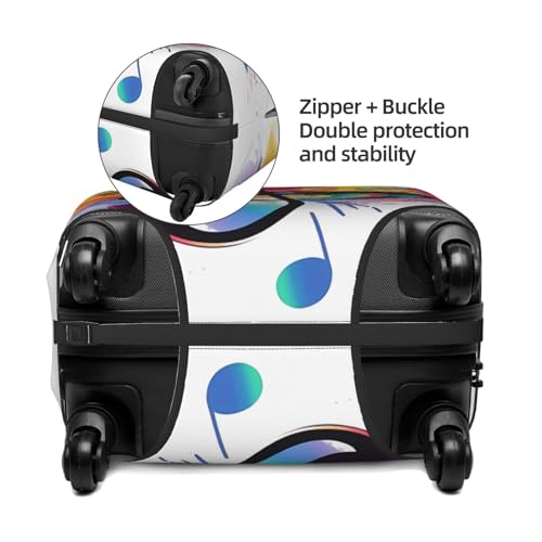 Music Note Elastic Travel Luggage Cover, Washable Spandex Suitcase Protector, Anti-Scratch Fits 18-32 Inch4